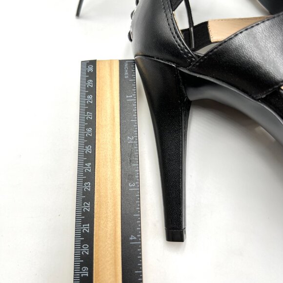 Nine West Womens Size 7 Black Corset Cage Stiletto Dress Heels‎ Sandals Shoes - Picture 10 of 11